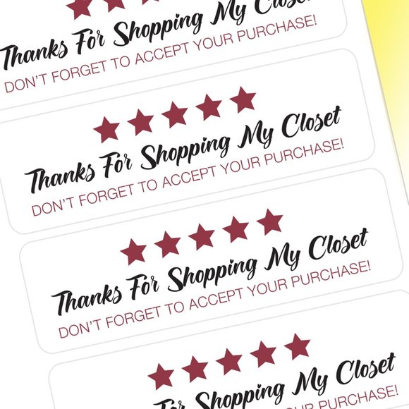 Thanks for Shopping My Closet Rating Sticker Labels – (48 ct) - Picture 2 of 5